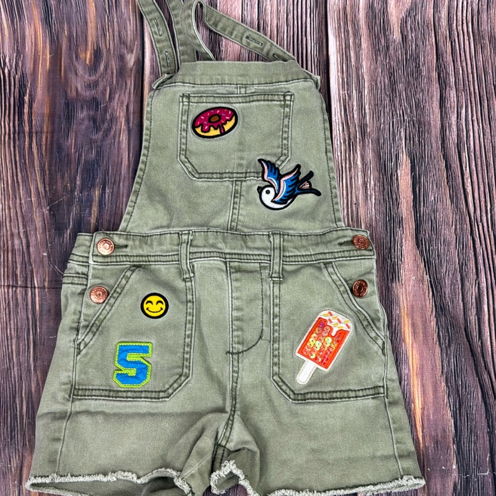 Green Jean Overall Shorts- Size Small